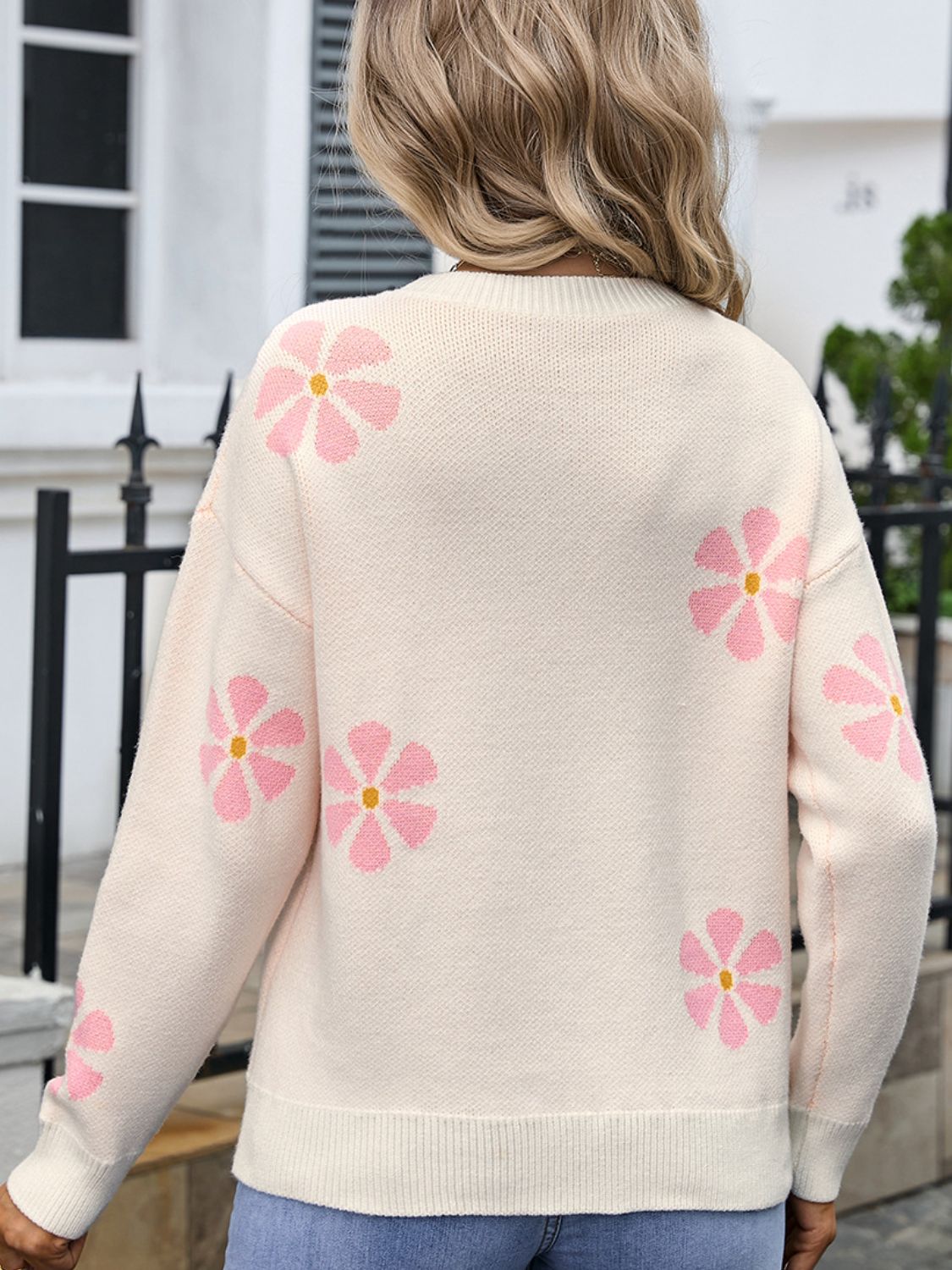 Angel Wings Round Neck Long Sleeve Sweater