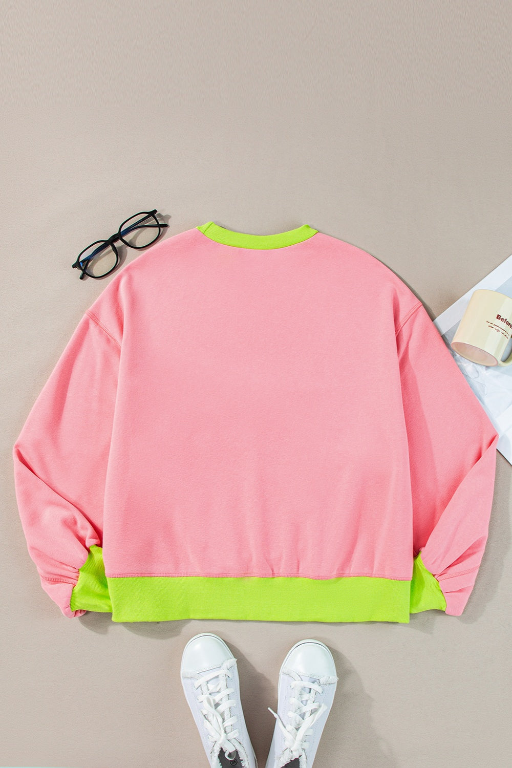 Contrast Round Neck Long Sleeve Sweatshirt