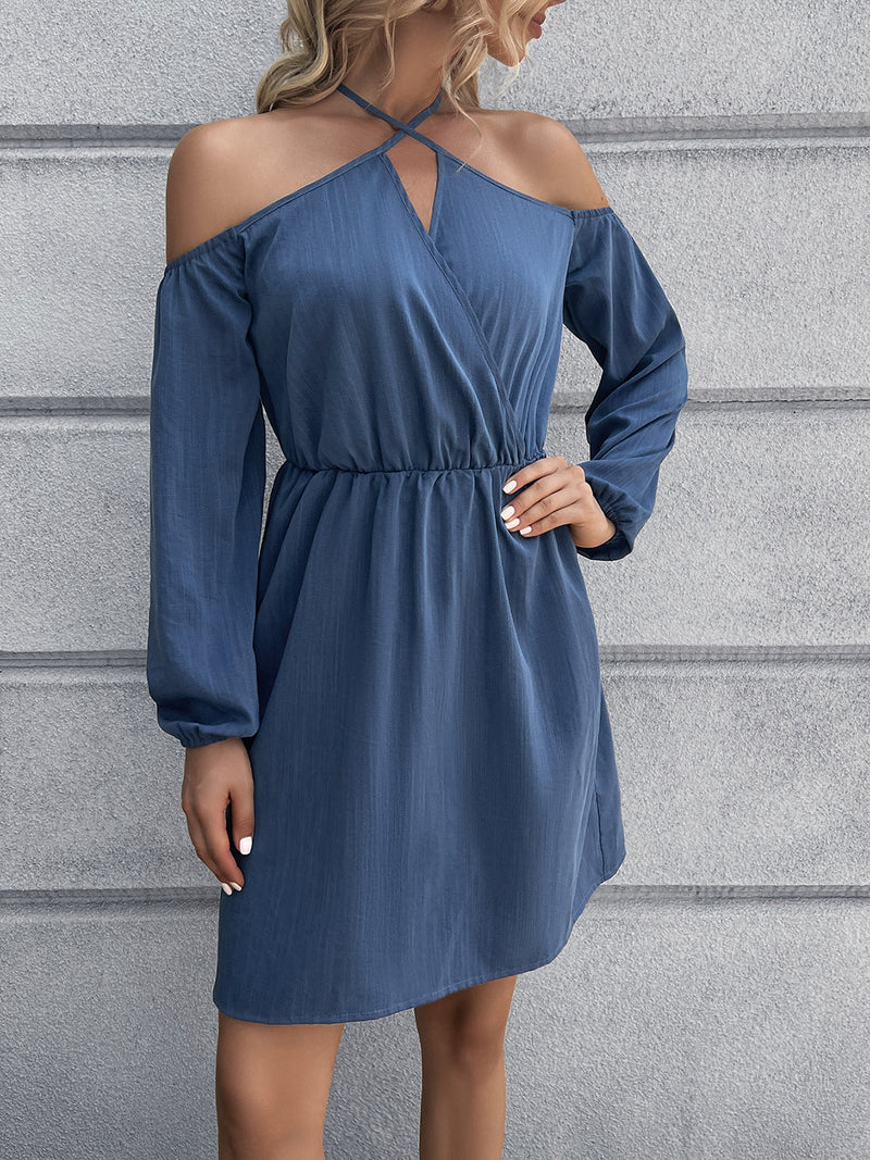 Ivy Lane Cold-Shoulder Crisscross Mini Dress