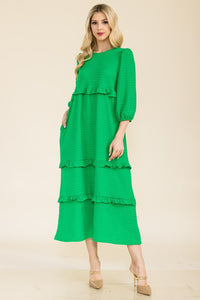 Celeste Full Size Tiered-Ruffle Midi Dress