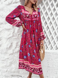 Devine Tassel Tied Printed Long Sleeve Dress