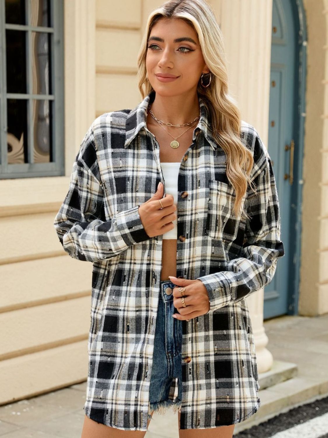 Plaid Button Up Long Sleeve Shirt