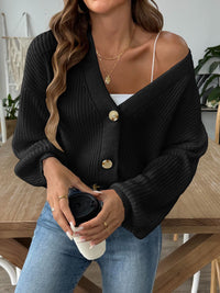 V-Neck Button Up Long Sleeve Cardigan