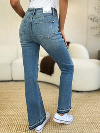 Full Size Mid Rise Destroyed Hem Distressed Jeans
