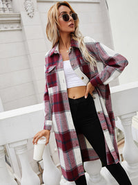 Ivy Lane Plaid Longline Shirt Jacket