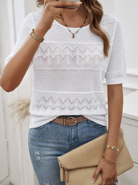 Devine Round Neck Half Sleeve Knit Top