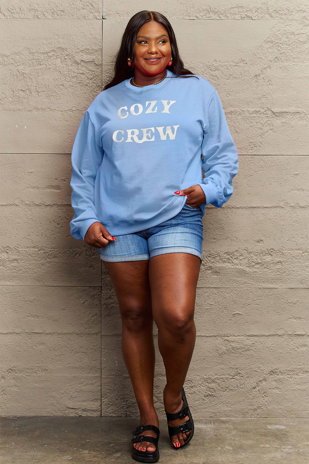 Full Size COZY GREW Graphic Sweatshirt