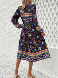 Devine Tassel Tied Printed Long Sleeve Dress