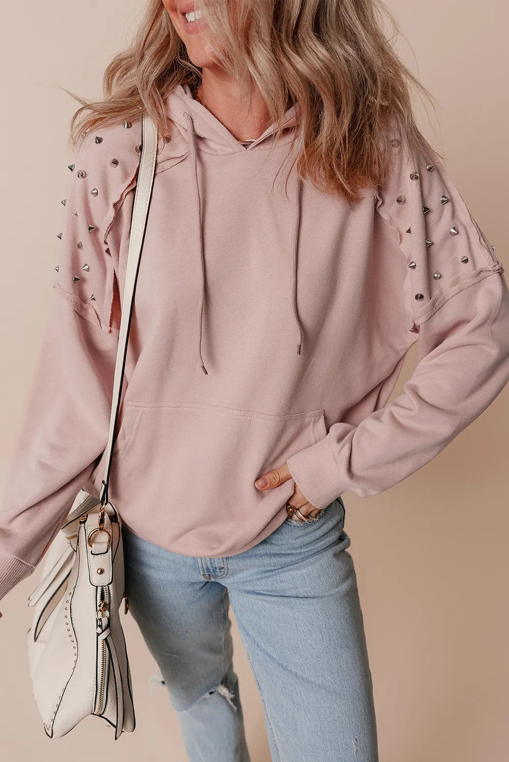 Rivet Drawstring Long Sleeve Hoodie