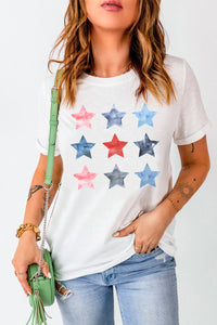 Star Round Neck Short Sleeve T-Shirt