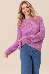 Openwork Long Sleeve Knit Top