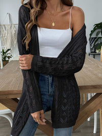 Openwork Open Front Long Sleeve Cardigan