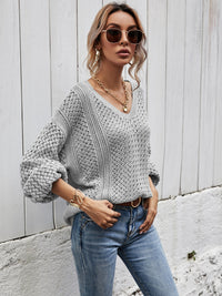 Angel Wings V-Neck Dropped Shoulder Sweater