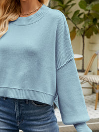 Round Neck Lantern Sleeve Sweater