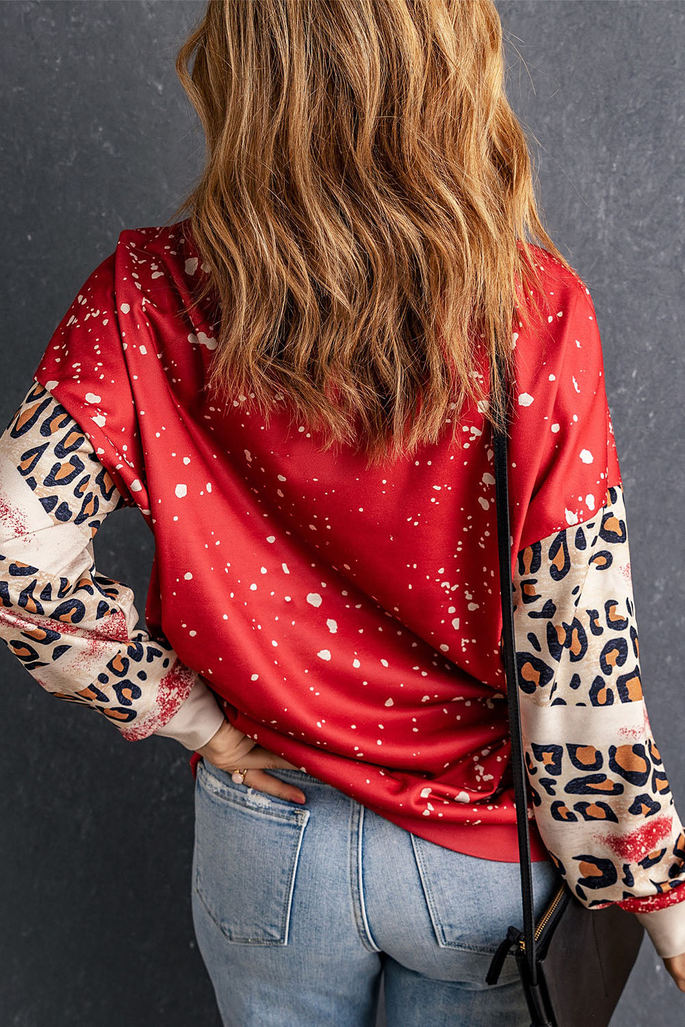 Leopard Round Neck Dropped Shoulder Sweatshirt