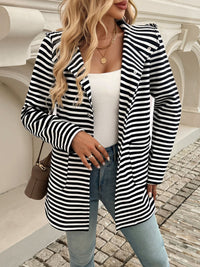 Devine Striped Long Sleeve Hooded Outerwear