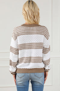 Striped Round Neck Long Sleeve Knit Top