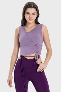 Drawstring Ruched Wide Strap Active Tank
