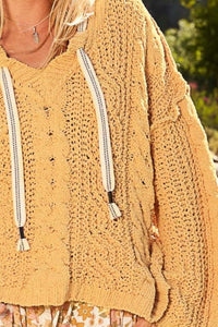 Cable Knit Hooded Chenille Sweater