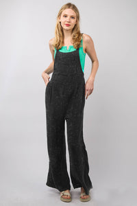 Washed Wide Leg Overalls