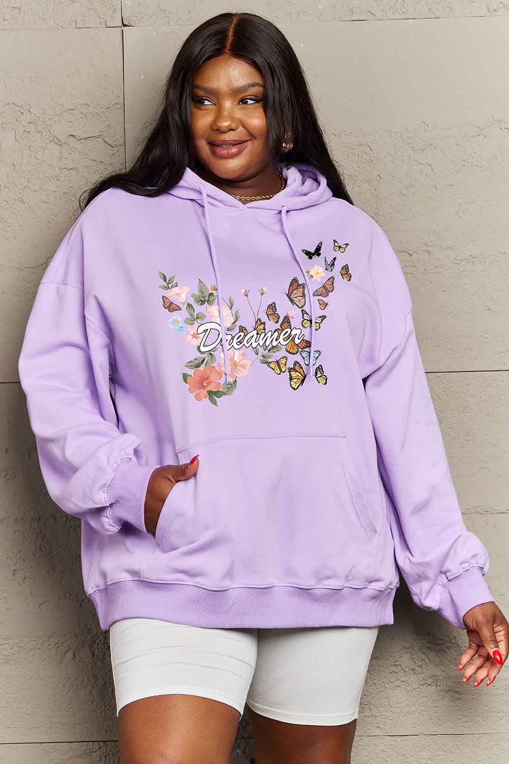 Full Size Dropped Shoulder DREAMER Graphic Hoodie