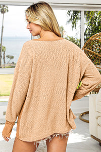 Thumb Opening Long Sleeve Top with Kangaroo Pocket