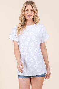 Floral Textured Short Sleeve T-Shirt