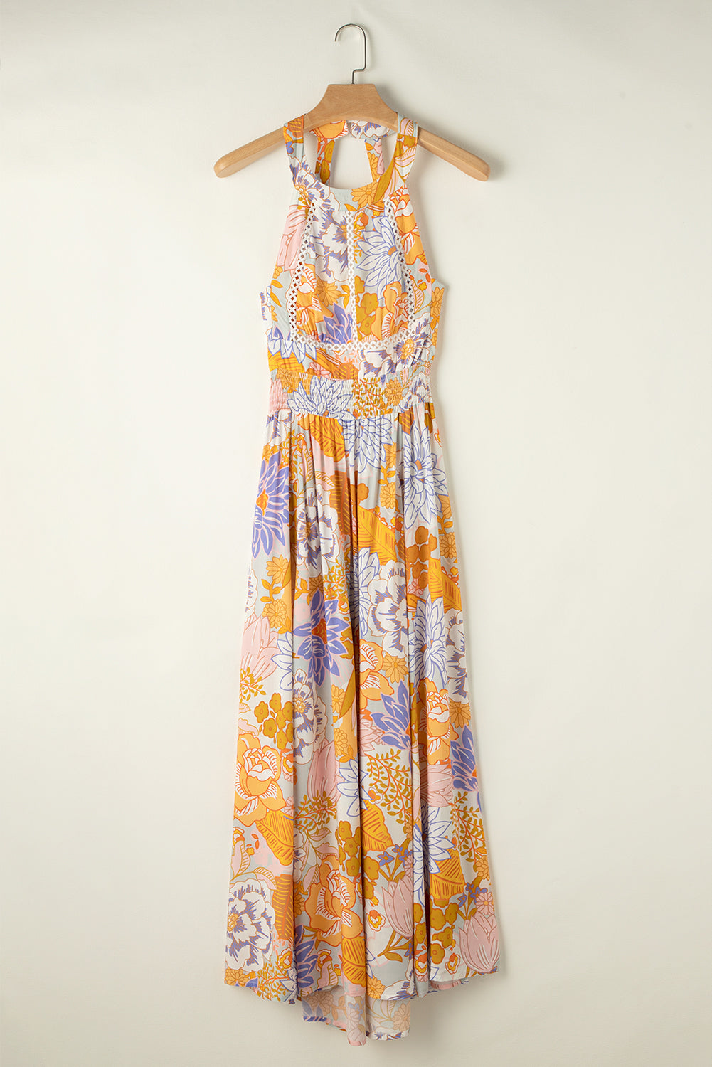 Tied Printed Grecian Sleeveless Maxi Dress