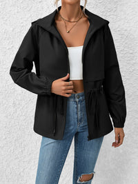 Ivy Lane Drawstring Zip Up Hooded Jacket