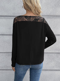 Lace Long Sleeve Round Neck Tee