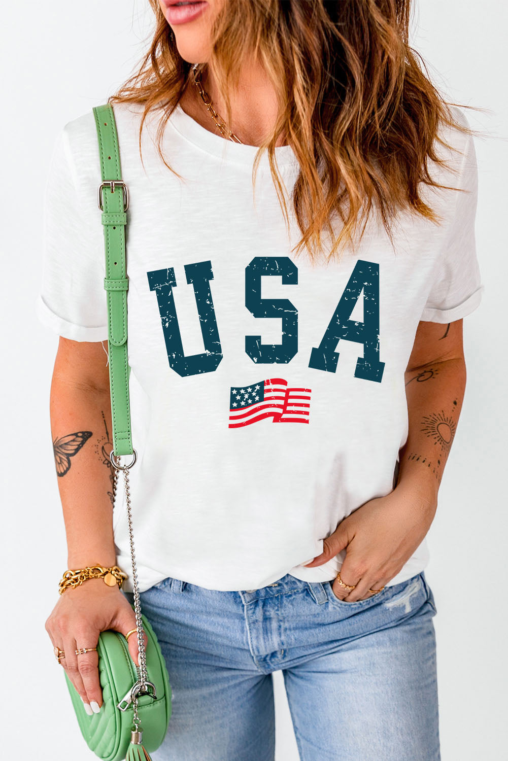 USA Round Neck Short Sleeve T-Shirt