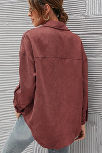 Mandy Button Front Drop Shoulder Corduroy Shirt