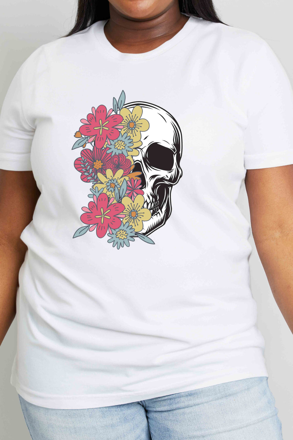 Full Size Skull Graphic Cotton T-Shirt