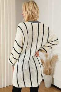 Striped V-Neck Dropped Shoulder Sweater