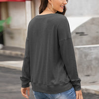 Ivy Lane Quarter Button Dropped Shoulder Blouse