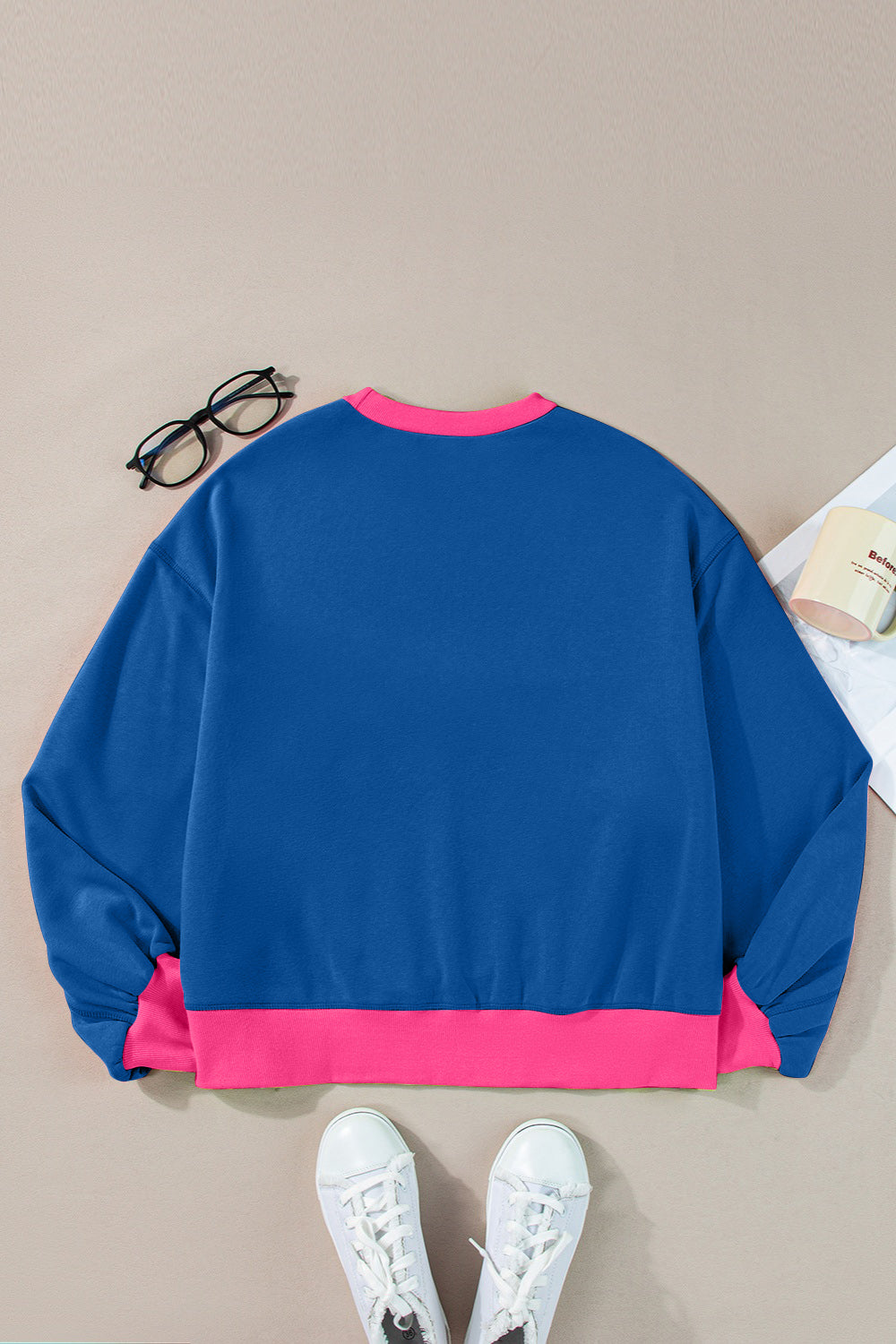 Contrast Round Neck Long Sleeve Sweatshirt