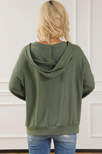 Lace-Up Exposed Seam Hoodie with Pocket