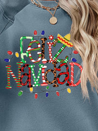 FELIZ NAVIDAD Round Neck Drop Shoulder Sweatshirt