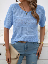 Devine Round Neck Half Sleeve Knit Top