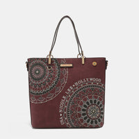 Metallic Stitching Embroidery Inlaid Rhinestone Tote Bag