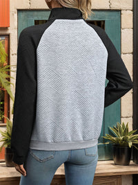 Contrast Textured Long Sleeve Sweatshirt