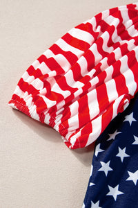 Stars and Stripes Round Neck Short Sleeve Top