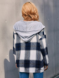 Ivy Lane Plaid Dropped Shoulder Hooded Jacket