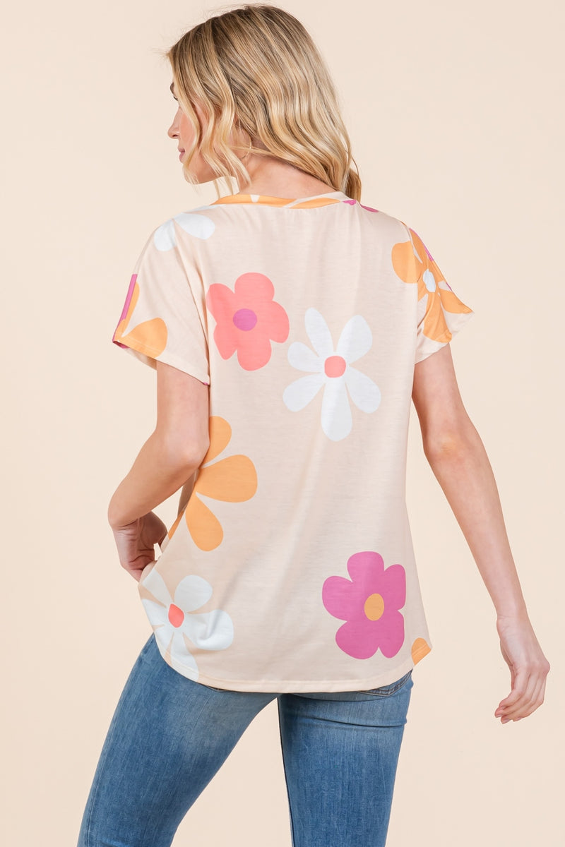 BOMBOM Floral Short Sleeve T-Shirt