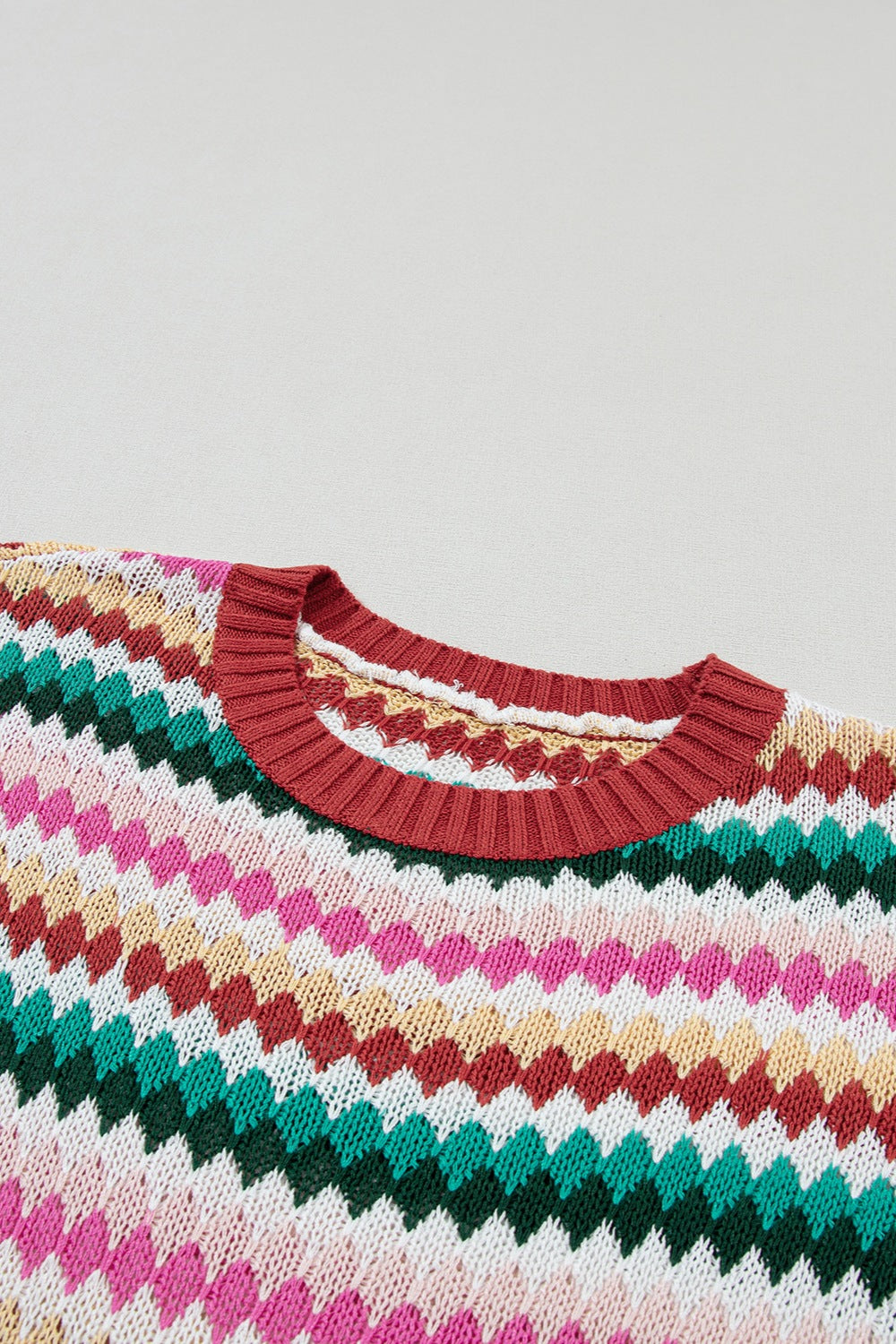 Striped Round Neck Short Sleeve Sweater