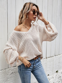 Angel Wings V-Neck Dropped Shoulder Sweater