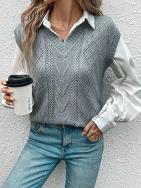 Perfee Openwork V-Neck Sweater Vest