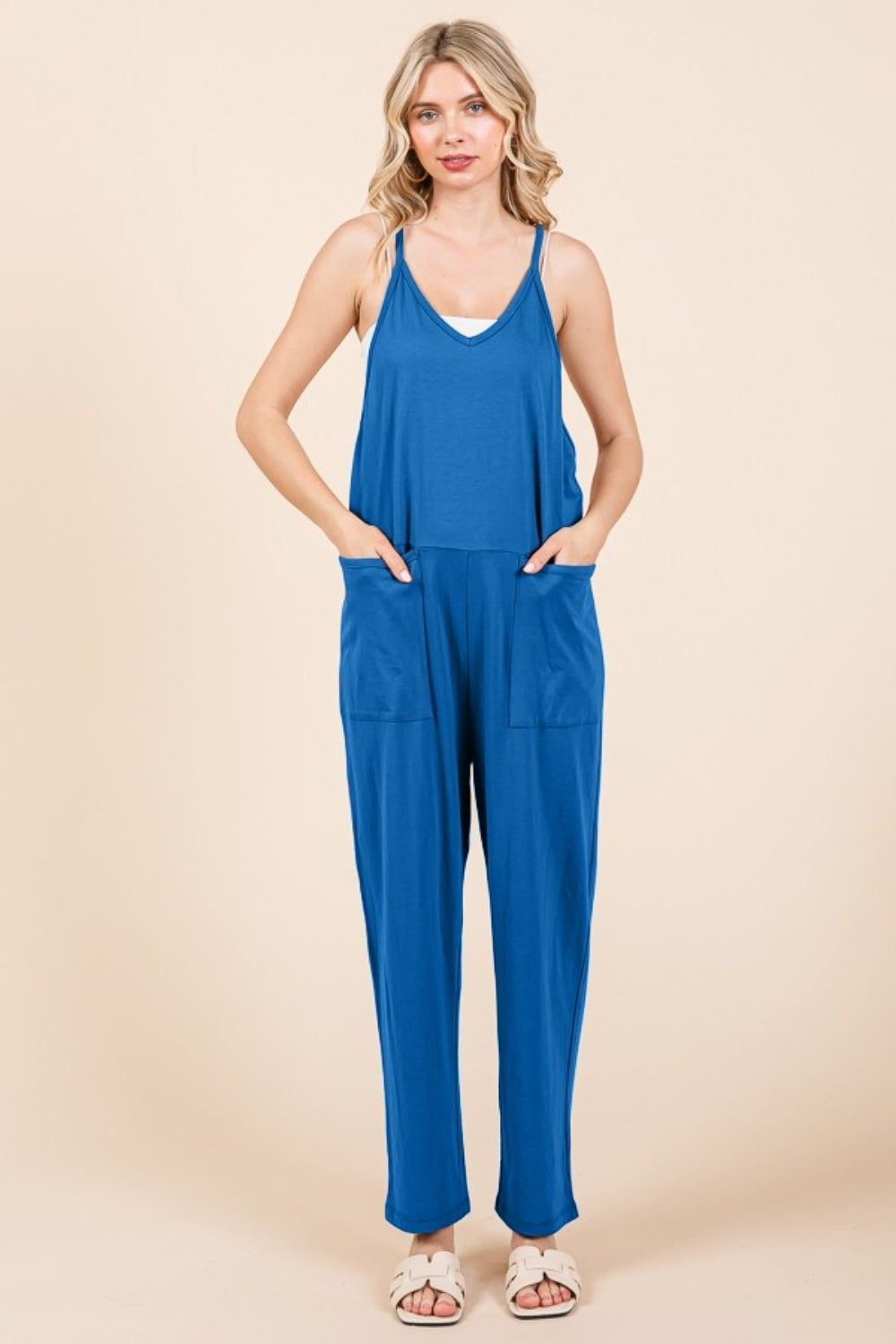 Culture Code Full Size Sleeveless Jumpsuit with Pockets