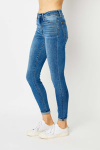 Full Size Cuffed Hem Skinny Jeans