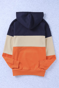 Color Block Dropped Shoulder Hoodie